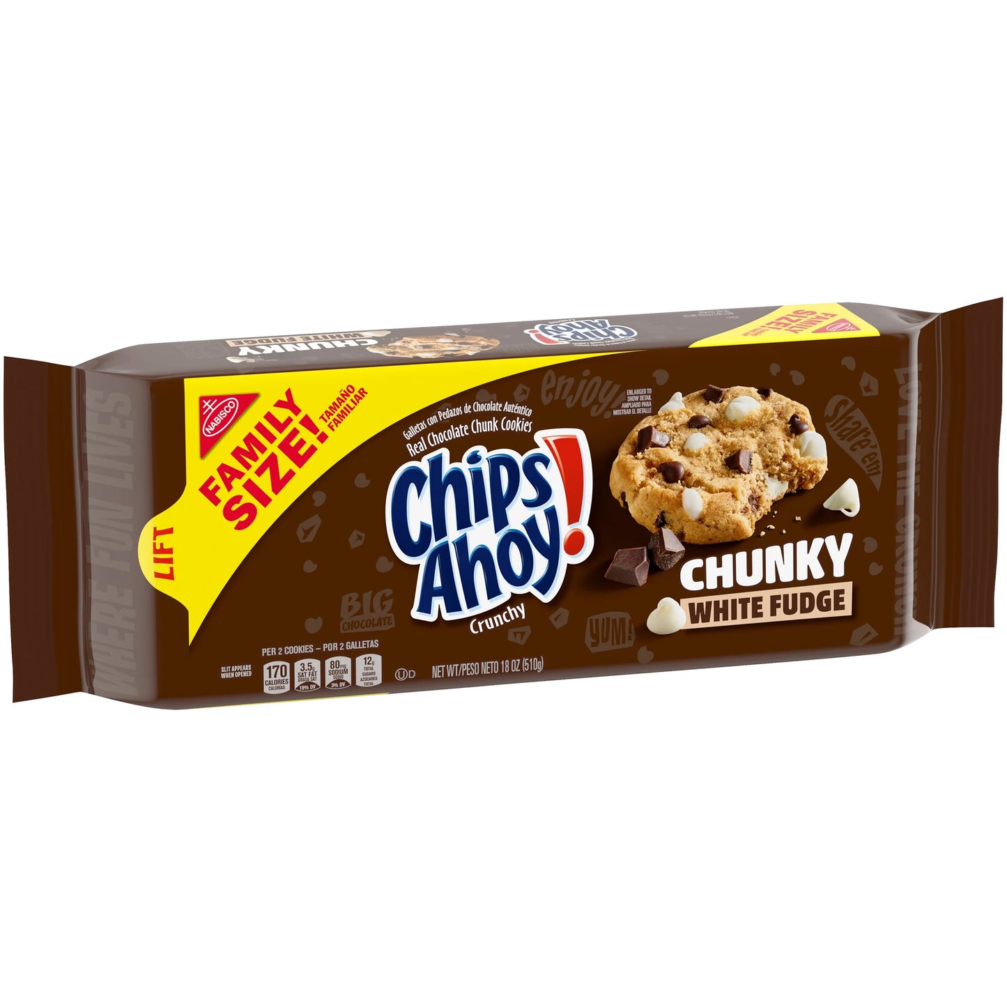 Chunky White Fudge Chocolate Chunk Cookies, Family Size, 18 Oz