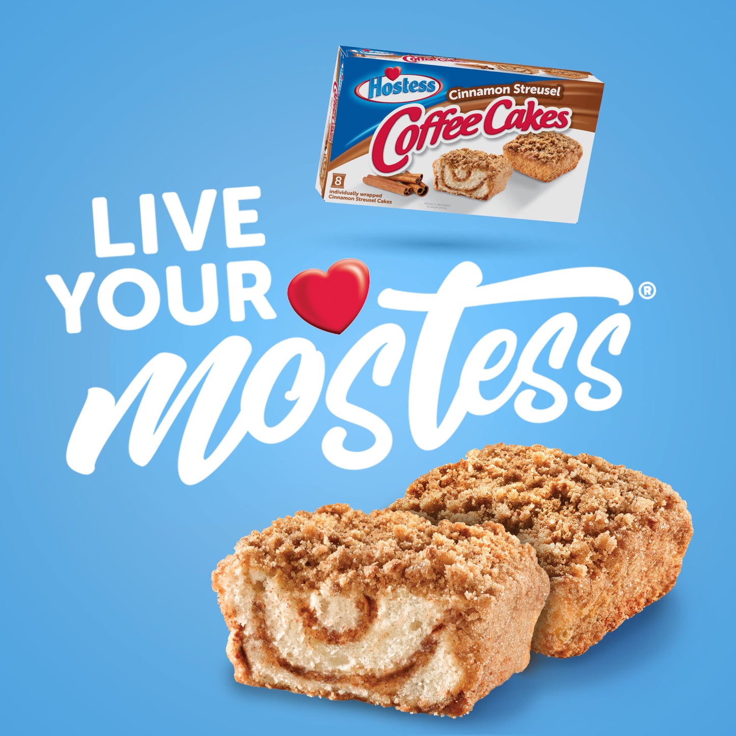 Cinnamon Coffee Cake, Topped with Streusel, Individually Wrapped, 8 Count, 11.6 Oz