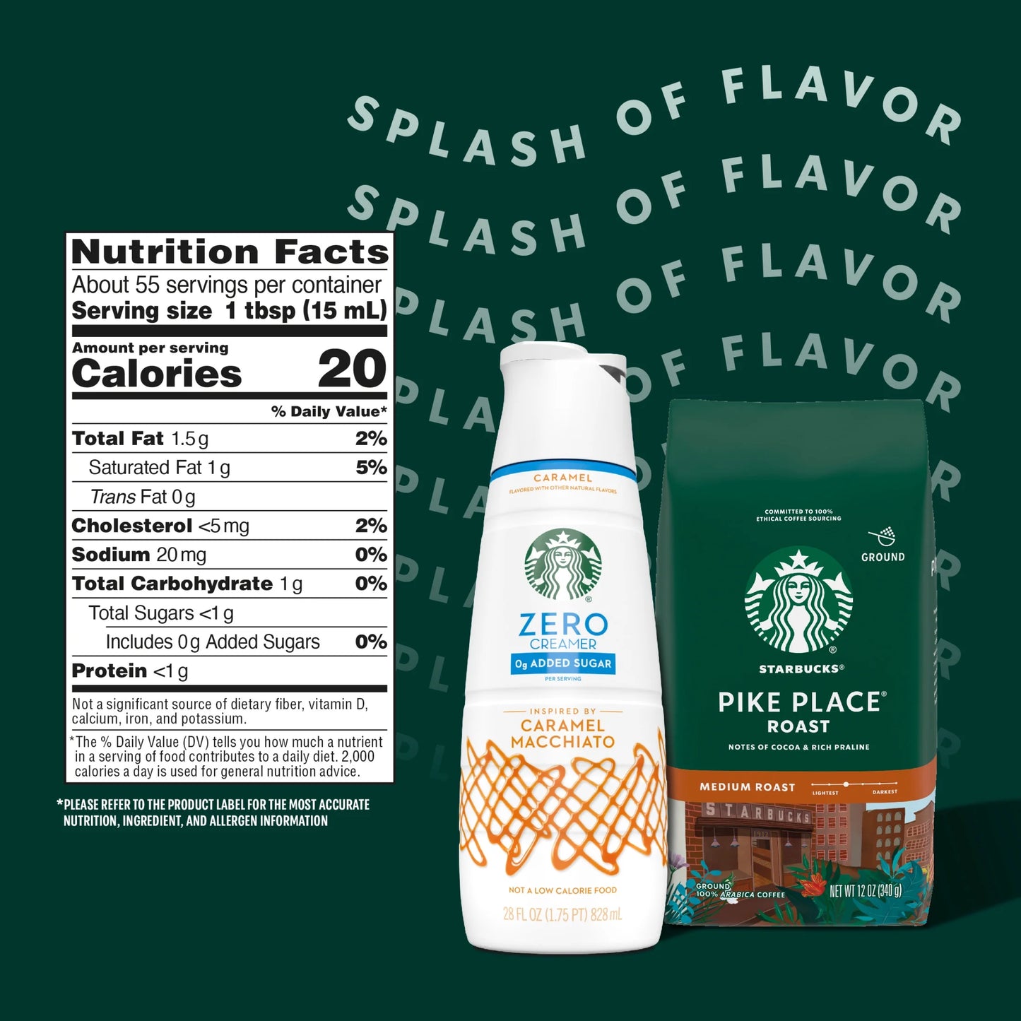 Zero Grams Added Sugar, Caramel Flavored Coffee Creamer, Inspired by Caramel Macchiato, 28 Fl Oz