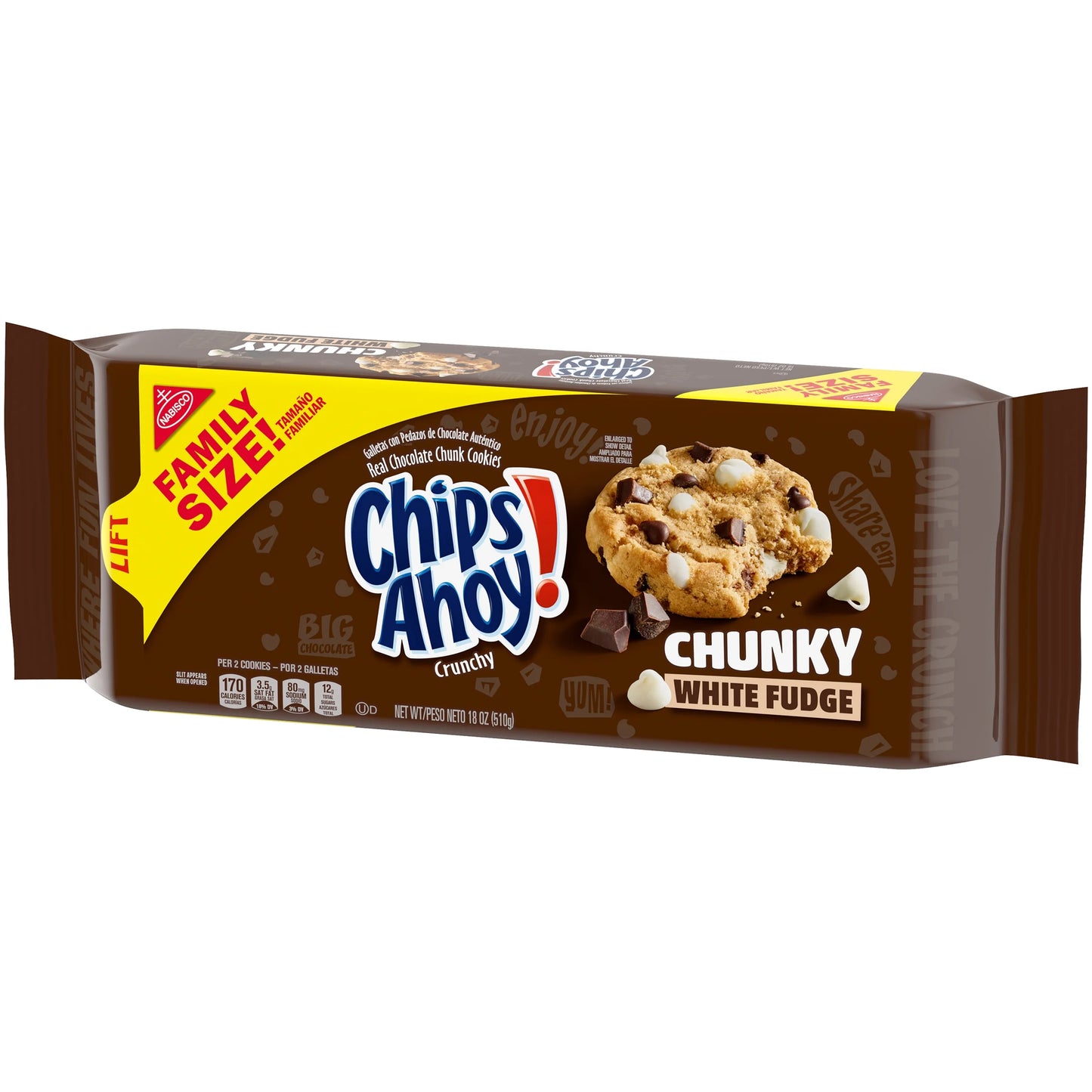 Chunky White Fudge Chocolate Chunk Cookies, Family Size, 18 Oz