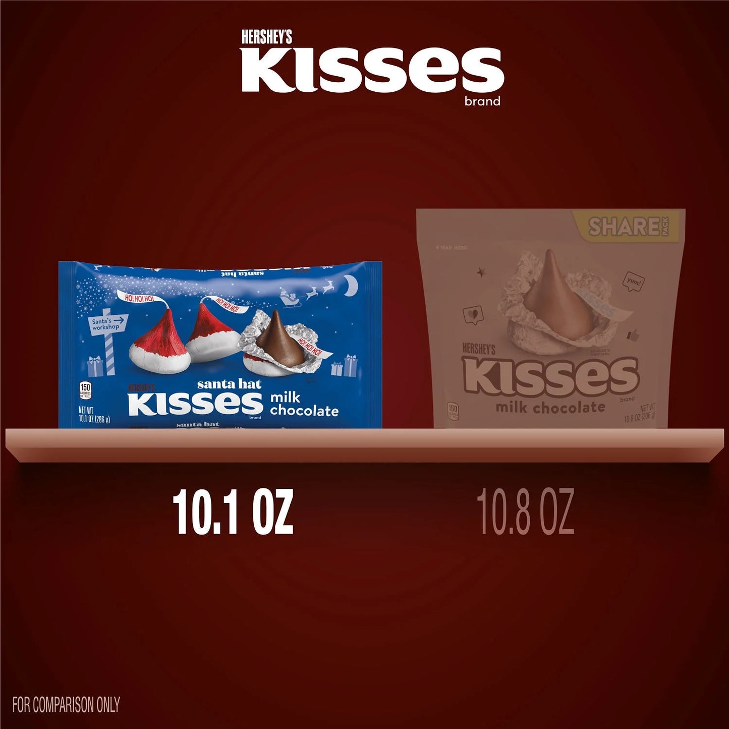 Kisses Milk Chocolate Sombrero de Santa Chocolate navideño