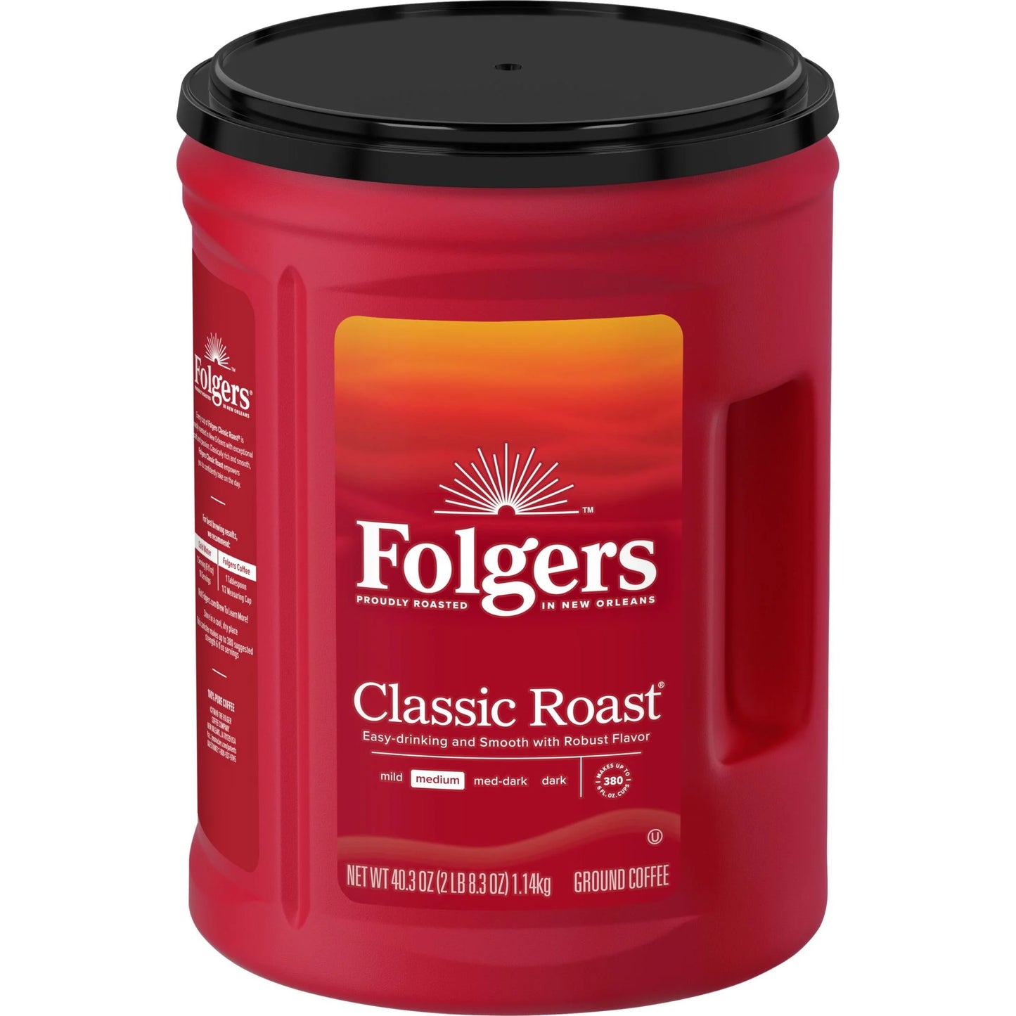 Folgers Classic Roast Ground Coffee, Medium Roast, 40.3 Oz. Canister