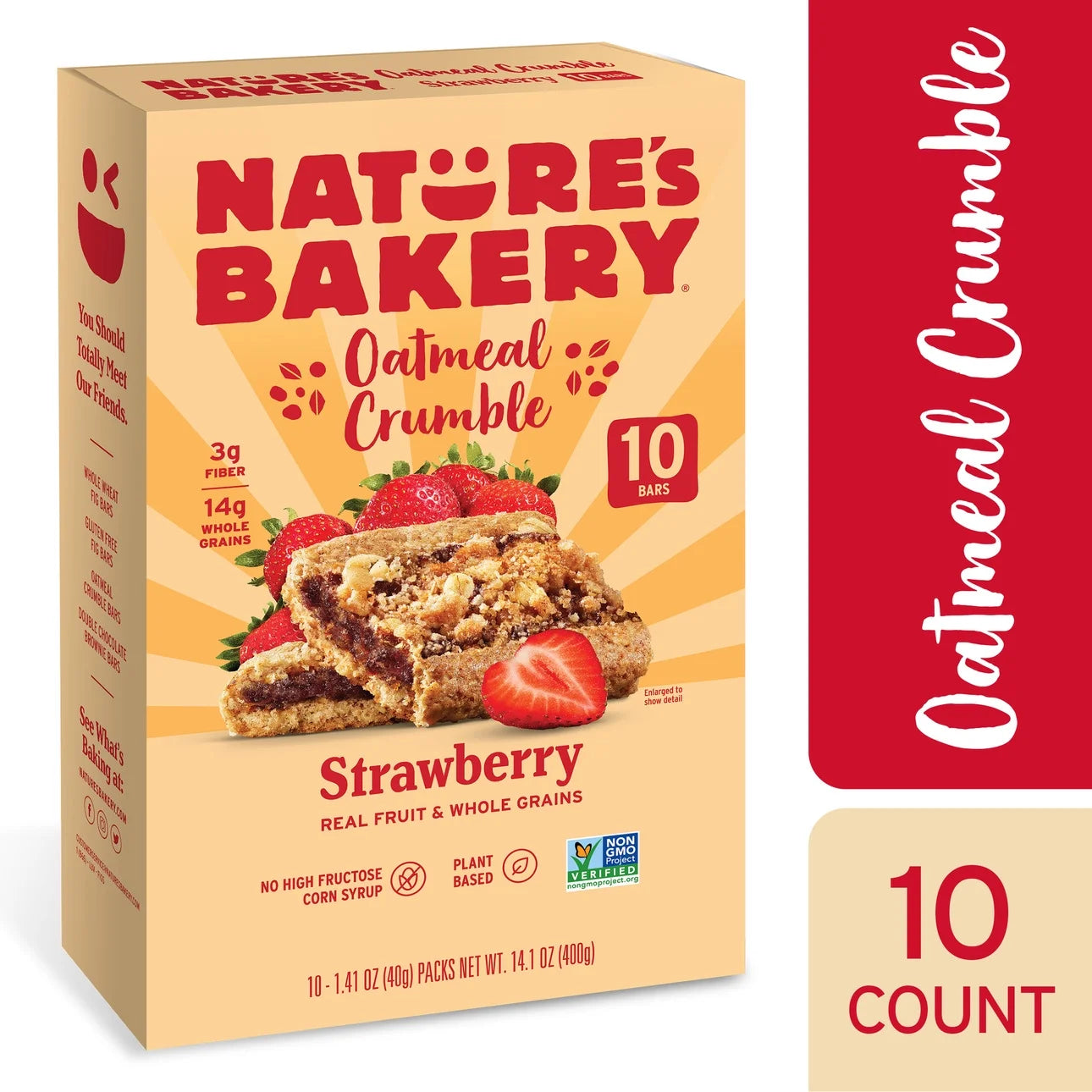 Nature's Bakery Oatmeal Crumble Strawberry Breakfast Snack Bars, 1.41 Oz, 10 Count