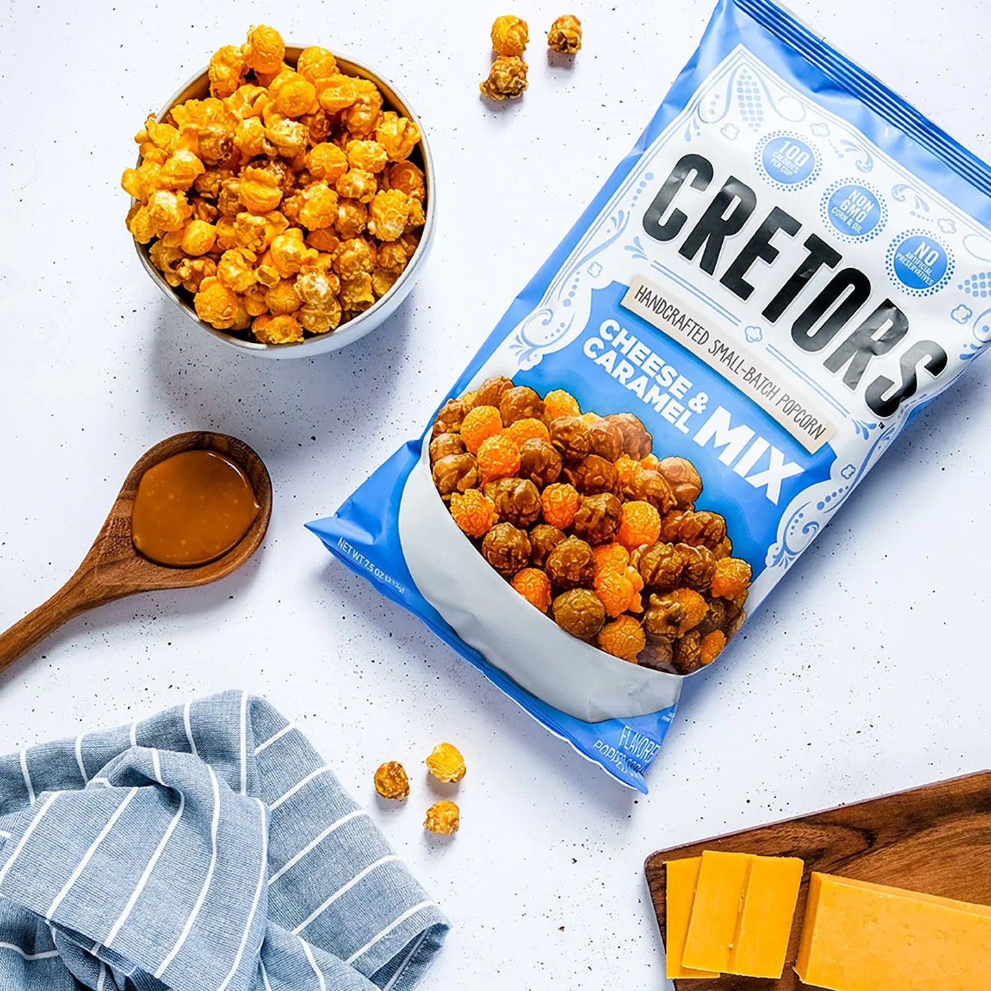 G.H. CRETORS Handcrafted Small-Batch Popcorn Cheese & Caramel Mix, 7.5 Oz