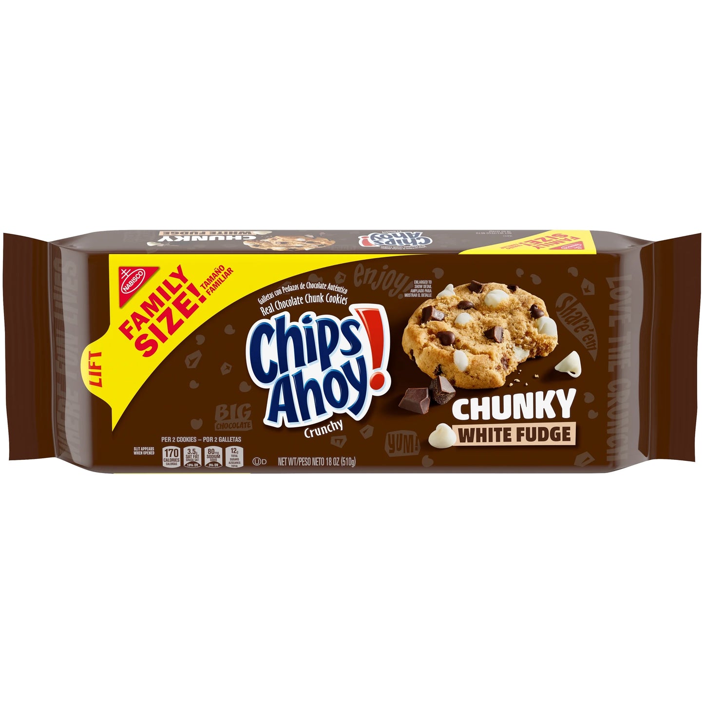 Chunky White Fudge Chocolate Chunk Cookies, Family Size, 18 Oz