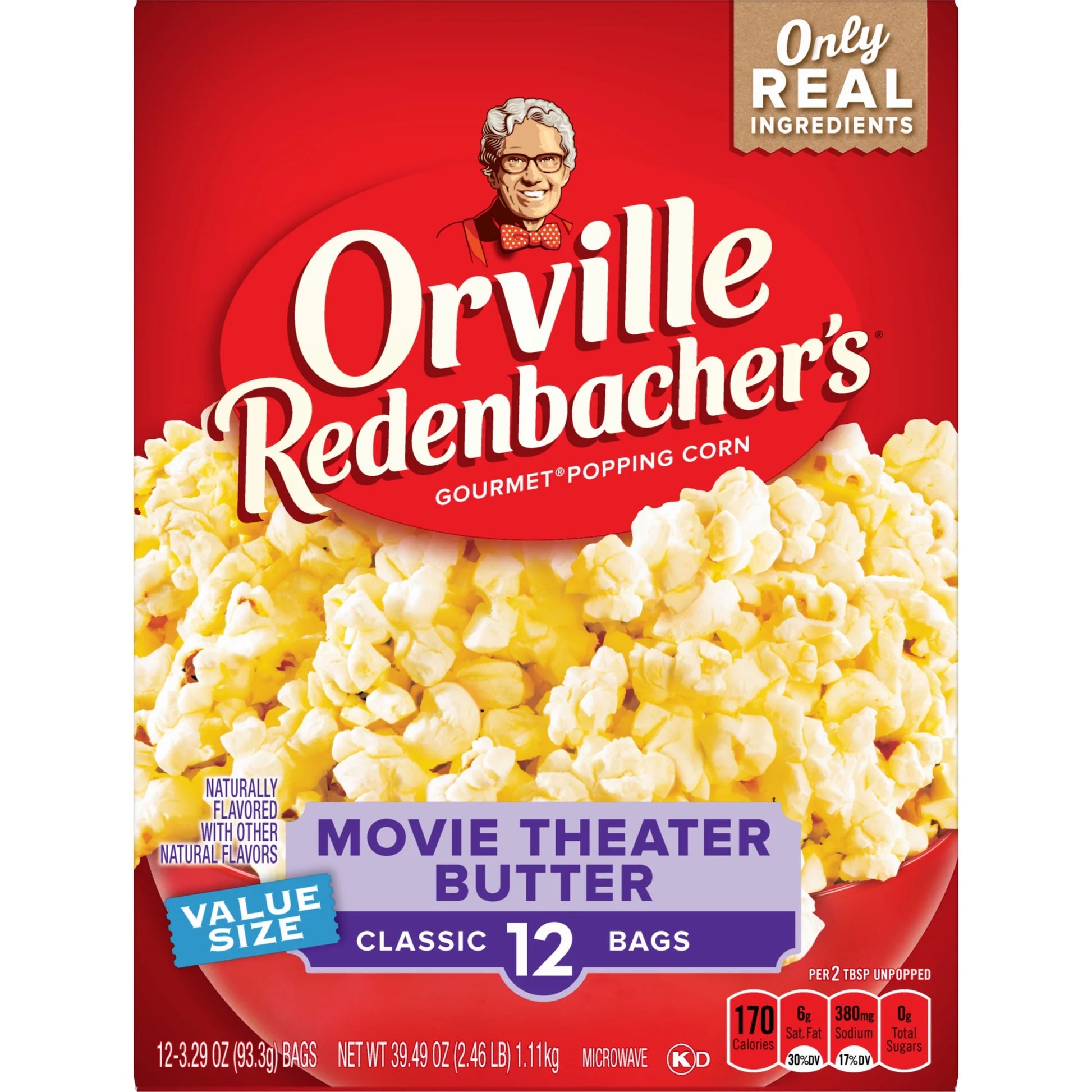 Orville Redenbacher’S Movie Theater Butter Popcorn, Microwave Popcorn, 12 Count