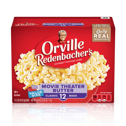 Orville Redenbacher’S Movie Theater Butter Popcorn, Microwave Popcorn, 12 Count