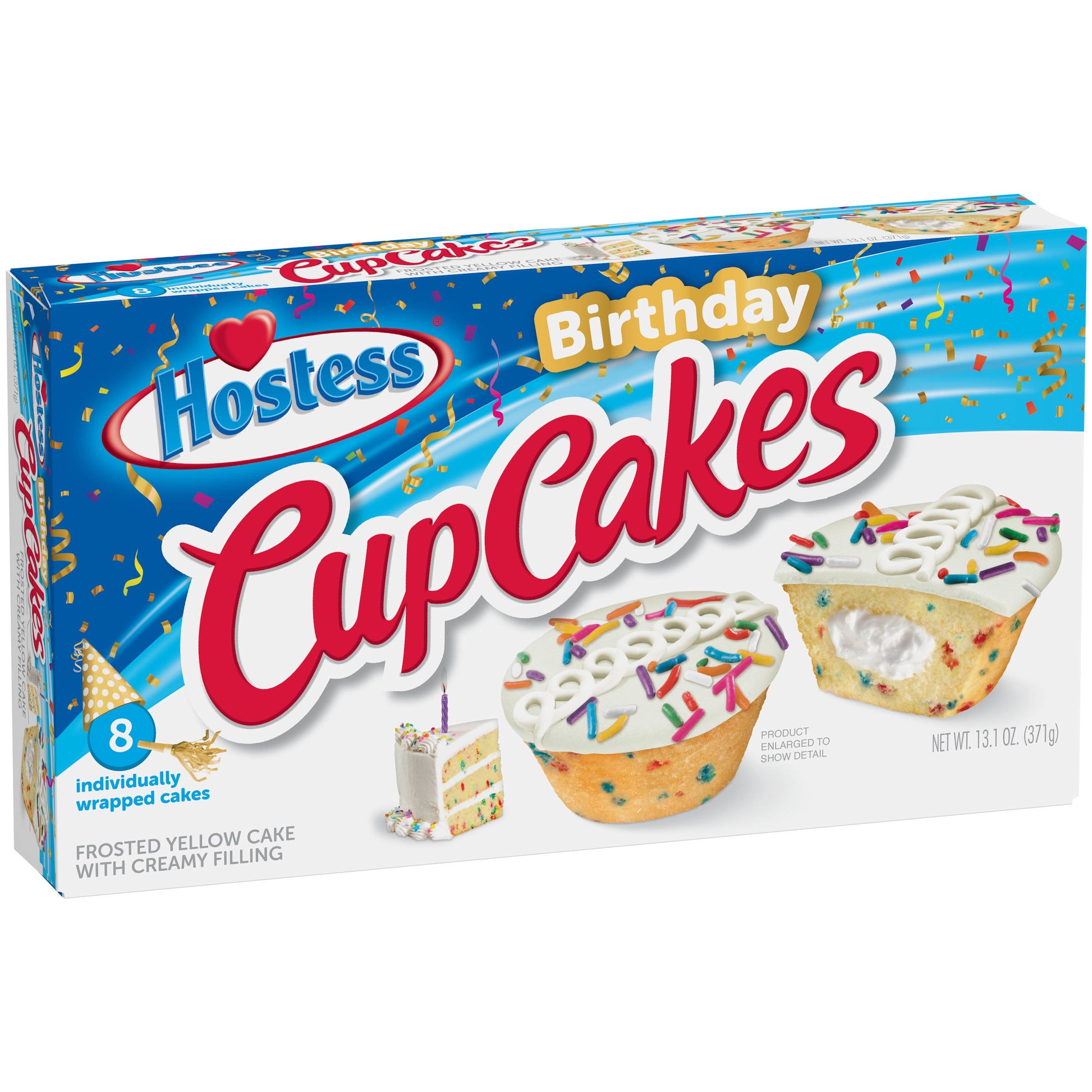 Birthday Cupcakes, Frosted Cupcakes, Creamy Center - 13.1 Oz, 8 Count