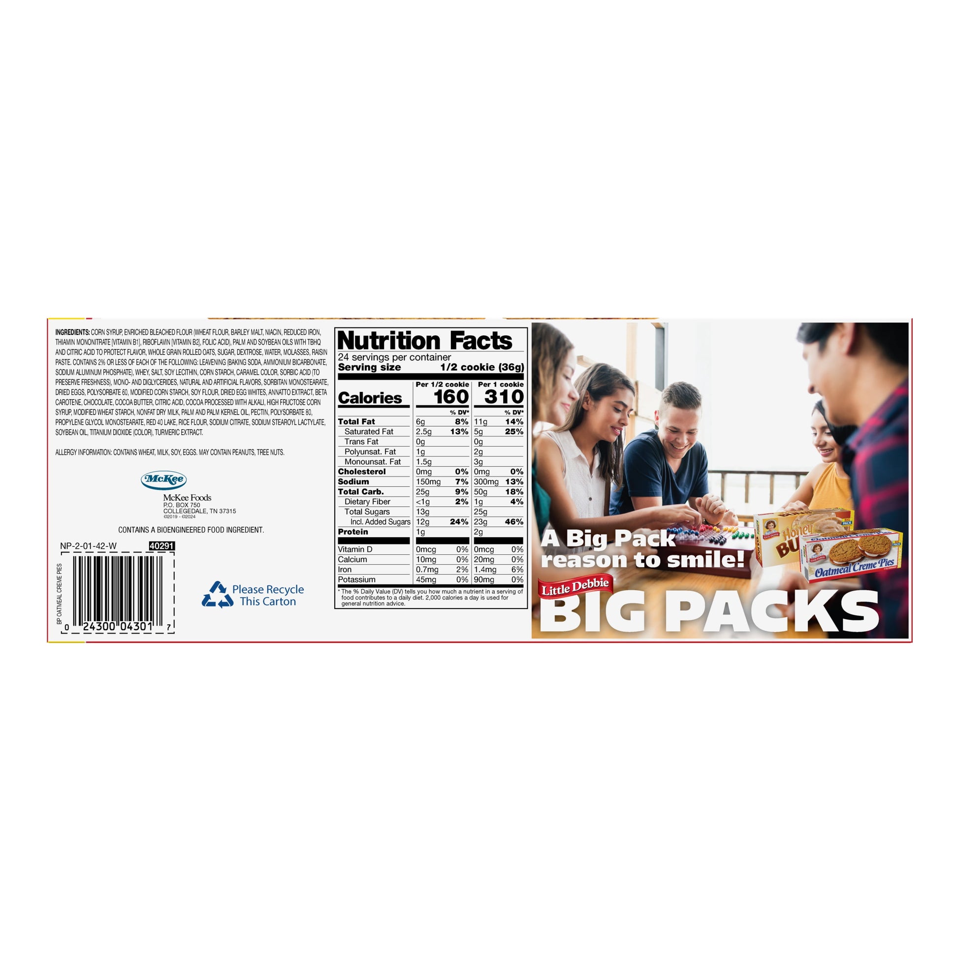 Big Pack Oatmeal Crème Pies, 30 Oz (12 Count)